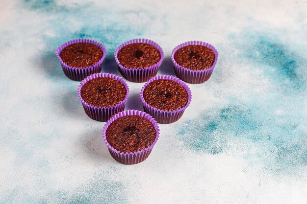 Mini chocolate souffle cupcakes