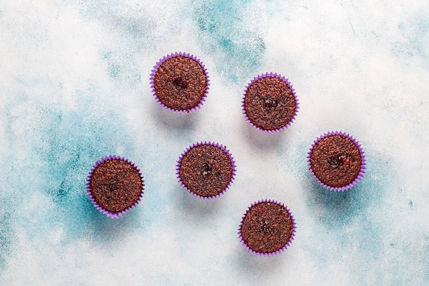 Mini chocolate souffle cupcakes