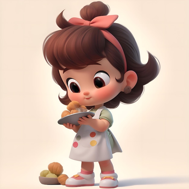 Mini girl and bread