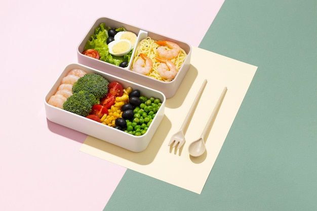 Free photo minimal bento box composition