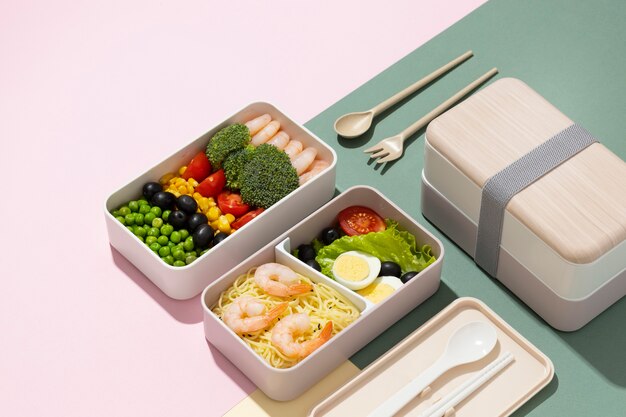 minimal bento box composition