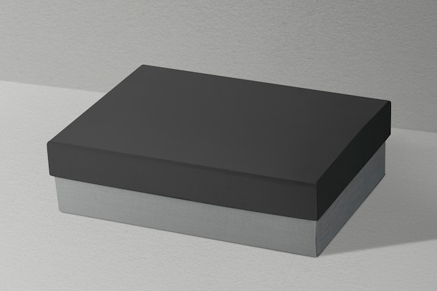Minimal box on gray backdrop