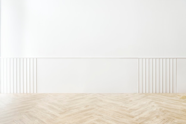Modello minimo di stanza vuota con parete a motivi bianchi
