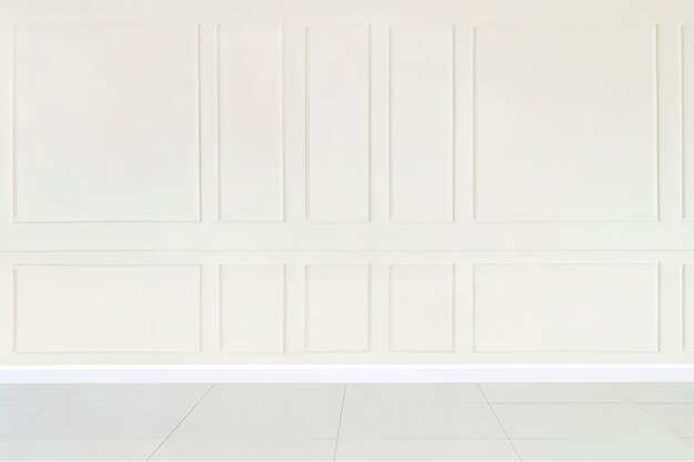 Минимальный макет пустой комнаты с белой узорчатой стеной