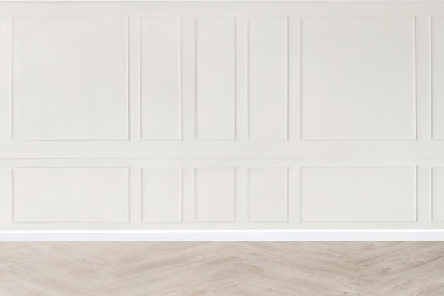 흰색 무늬 벽 모형이있는 최소한의 빈 방