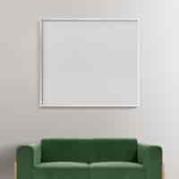 Foto gratuita interior design minimale del soggiorno con cornice vuota