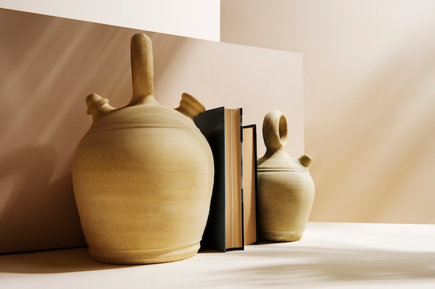 Minimal modern vases and books