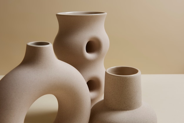 Minimal modern vases with holes