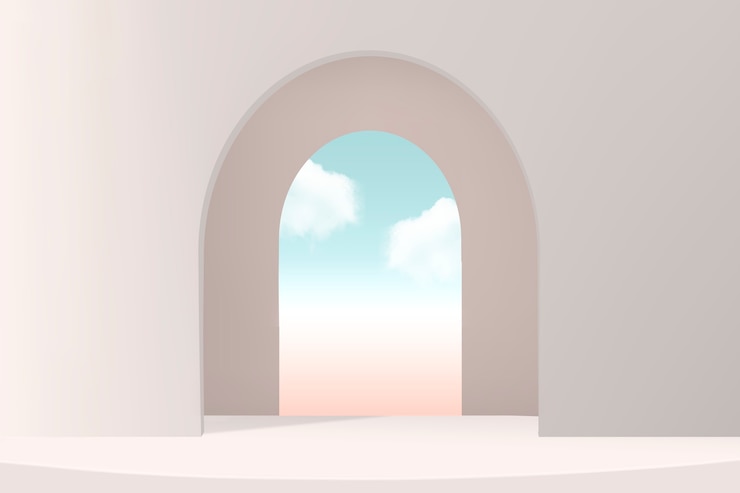 Free Photo minimal product backdrop with window and sky