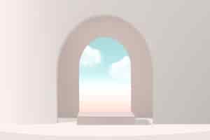 Free photo minimal product backdrop with window and sky