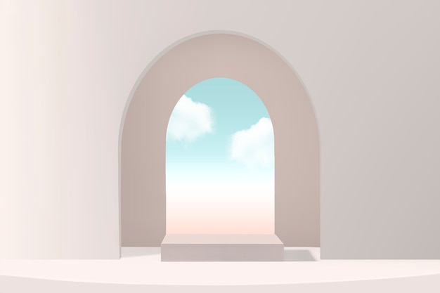 Minimal product backdrop with window and sky