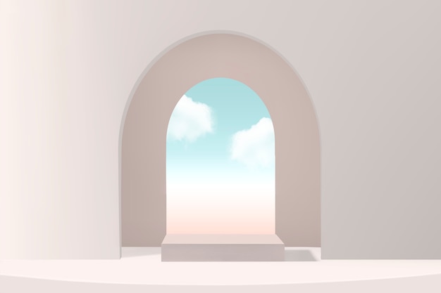 窓と空と最小限の製品の背景
