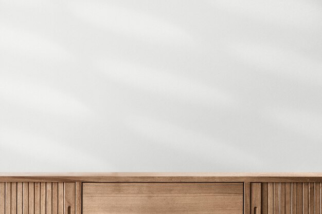 Minimal product backdrop with wooden cabinet