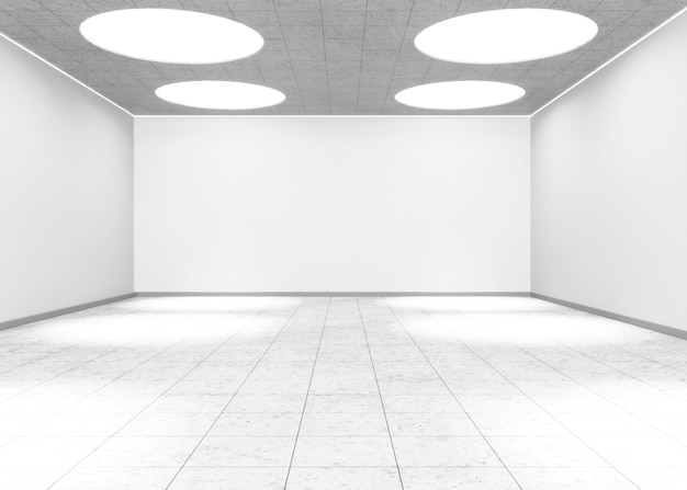 Minimal rooms and walls with lighting effects in 3d rendering