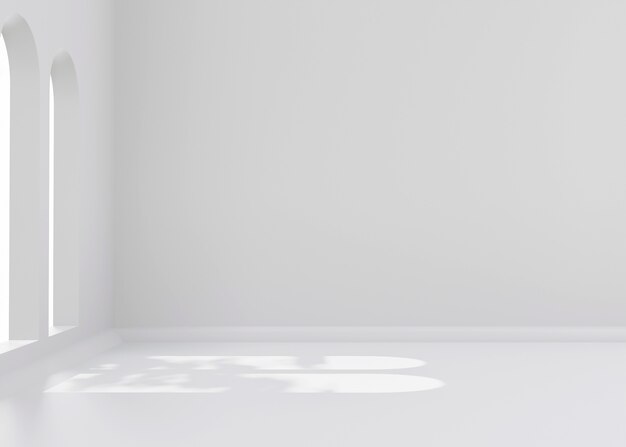 Минимальные комнаты и стены со световыми эффектами в 3D-рендеринге