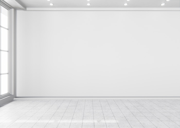 무료 Photo 3d 렌더링에서 조명 효과가 있는 최소한의 방과 벽