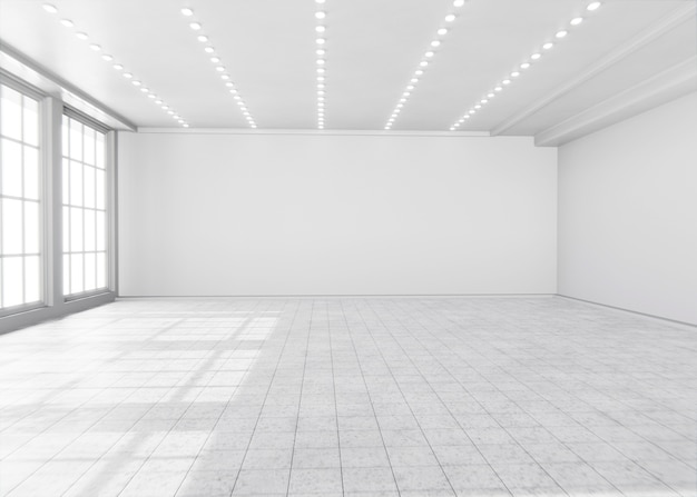 Free photo minimal rooms and walls with lighting effects in 3d rendering