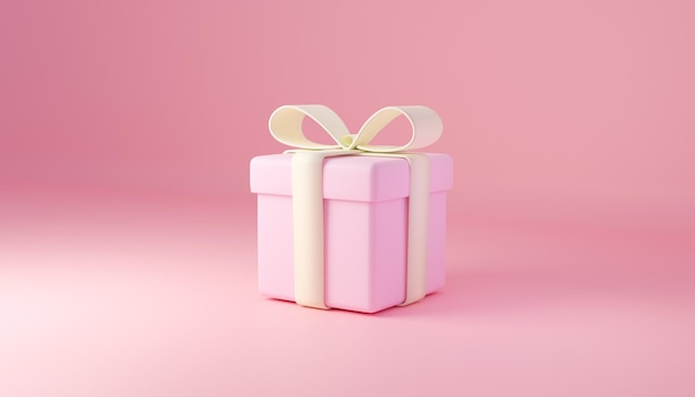 Minimal scene with a gift in pastel colors