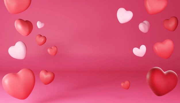 Free photo minimal scene with a hearts in pastel colors