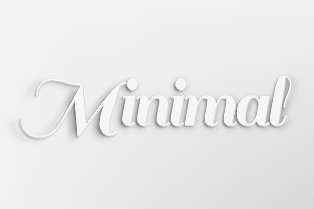 Minimal word in white 3D text style