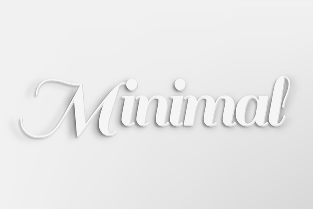 Minimal word in white 3D text style