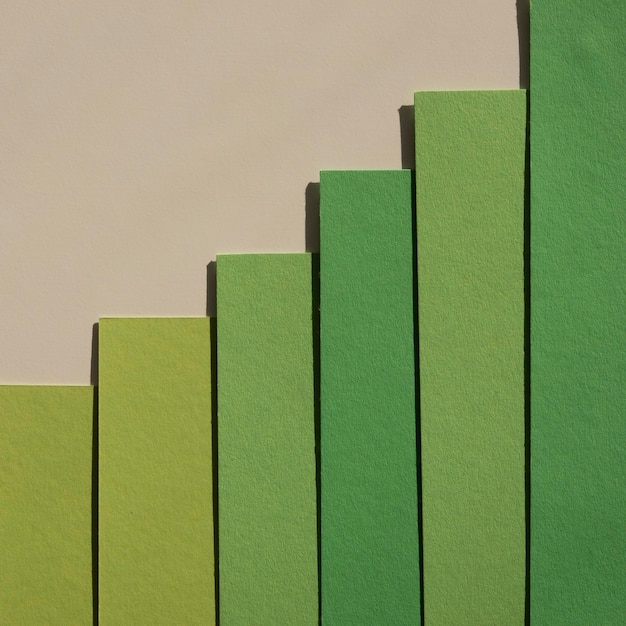 Minimalist abstract gradient green layers of paper