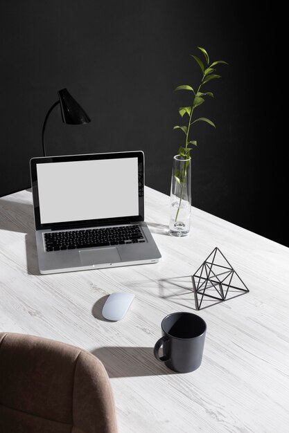 Minimalist business desk arrangement