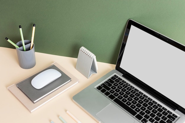 Free photo minimalist business desk assortment high angle