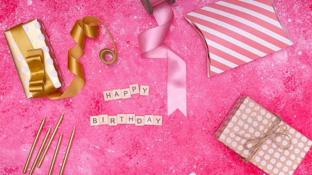 Free photo minimalist decoration of birthday items