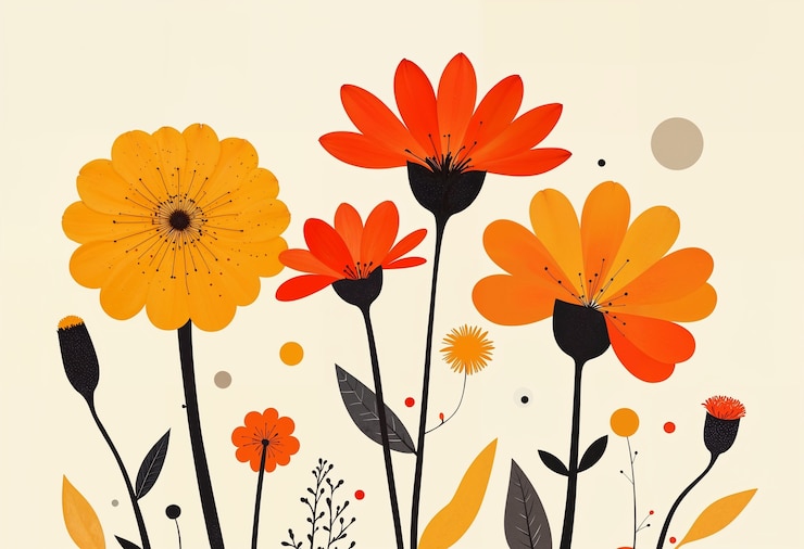 無料Photo ミニマリストの花のイラスト