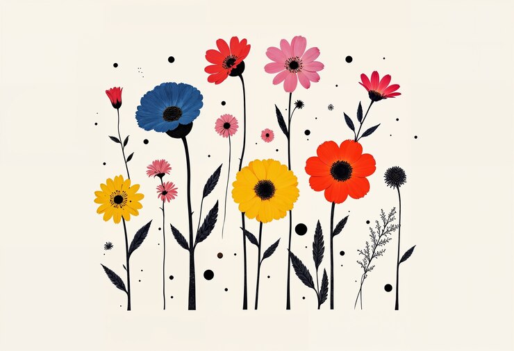 無料Photo ミニマリストの花のイラスト