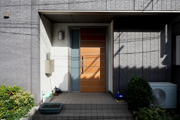 Free photo minimalist house entrance japan