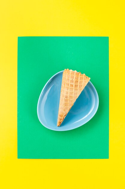 Minimalist ice cream cone in a plate