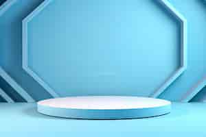 Free photo minimalist light blue podium for product