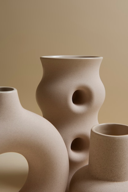 Free photo minimalist modern vases with holes