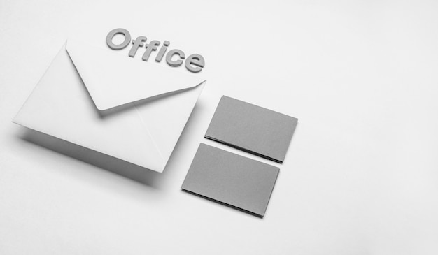 Minimalist office business cards and envelopes