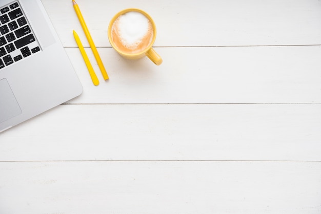 Minimalist office desk with copy space