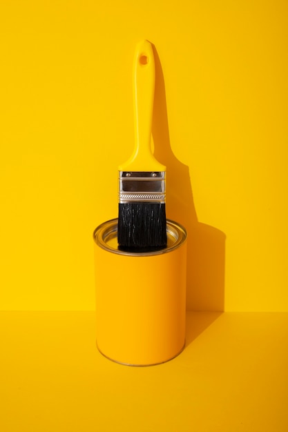 Minimalist paint can with brush