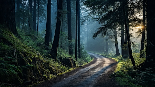 Free photo minimalist photorealistic forest road