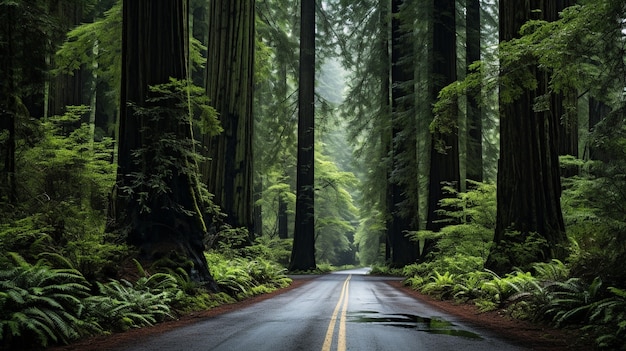 Free photo minimalist photorealistic forest road