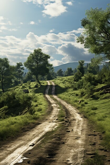 Minimalist photorealistic road