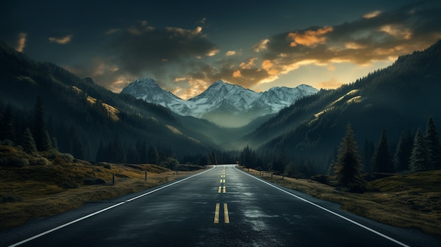 Minimalist photorealistic road