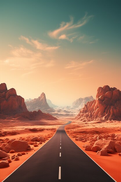 Minimalist photorealistic road