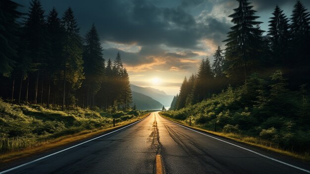 Minimalist photorealistic road