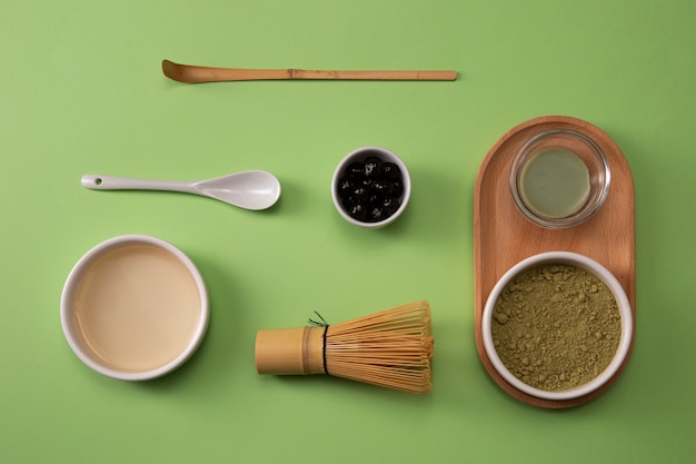 Free photo minimalist still life of asian tea