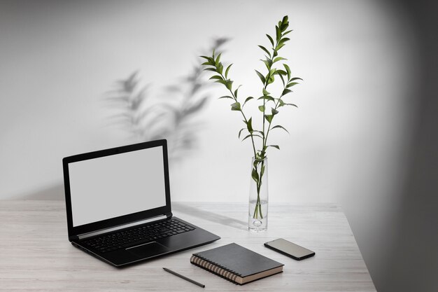 Minimalistic business desk high angle