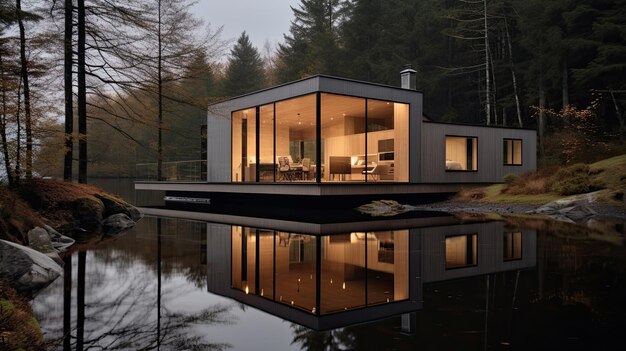 Minimalistic cabin blending into the environment