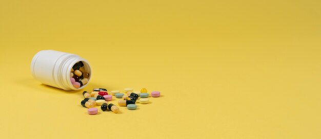 Minimalistic science banner with pills