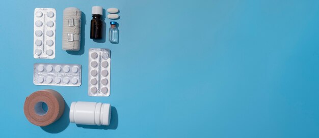 Minimalistic science banner with pills