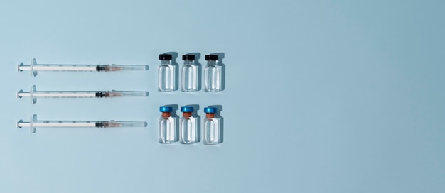 Minimalistic science banner with vials